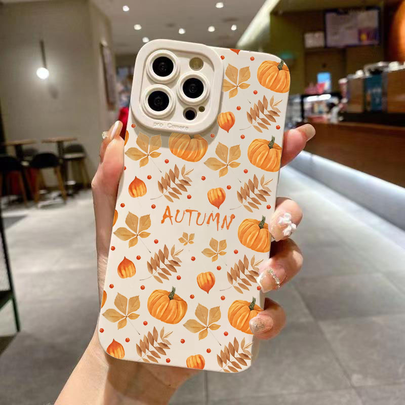 Phone Cases Designer - Autumn Maple Leaves Pumpkin Pattern Design
