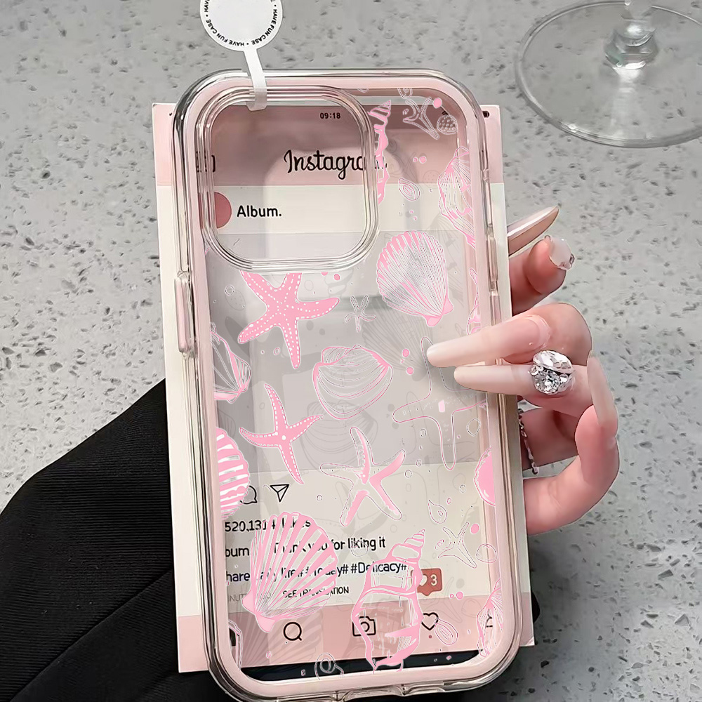 Phone Cases Clear - Summer Pink Seashell Clear Phone Case