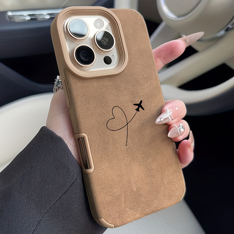 Phone Cases Designer - Airplane Route Love Heart Design Faux