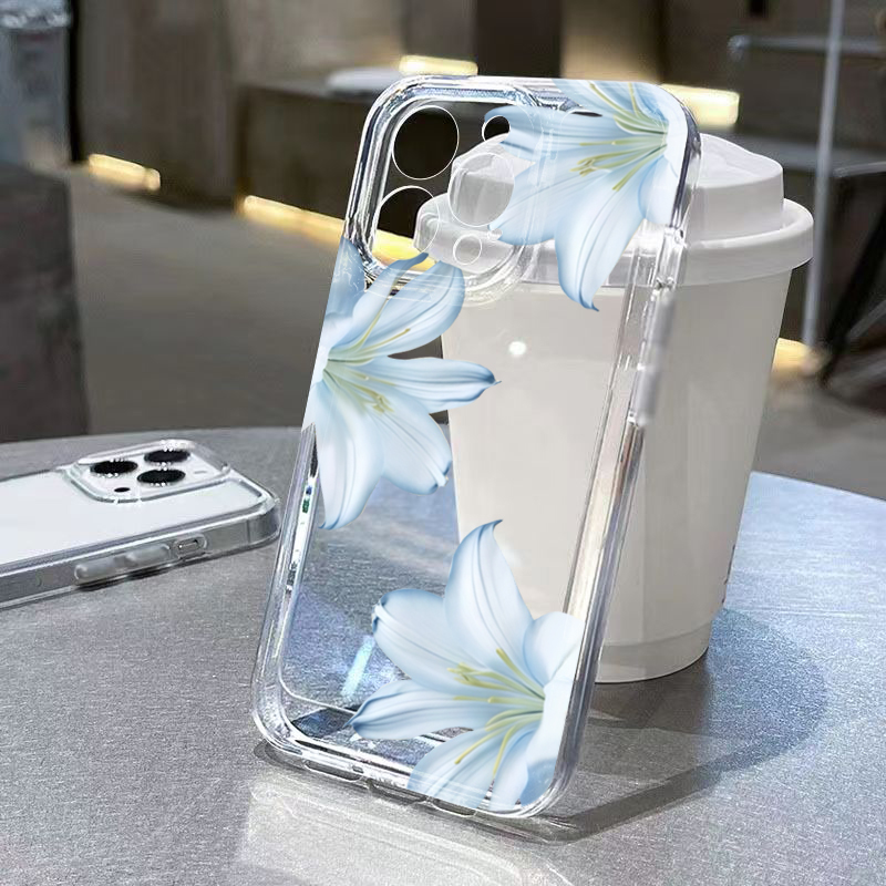 Phone Cases Clear - Fashion Exquisite White Lily Flower Phone