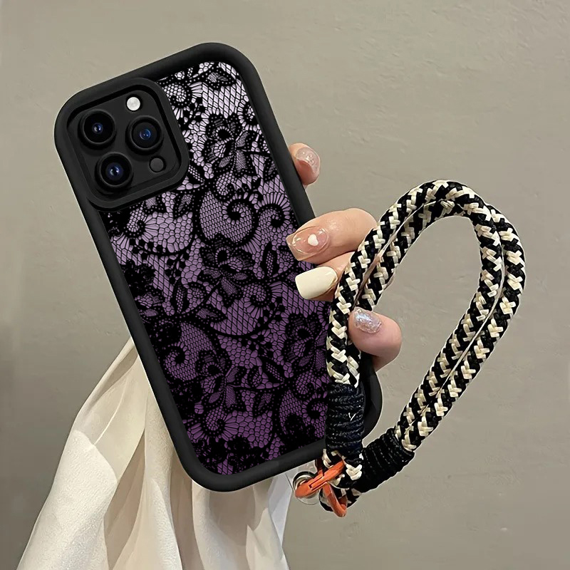 Black Purple Lace Hang Strap P - Phone Cases With Straps 评论和价格