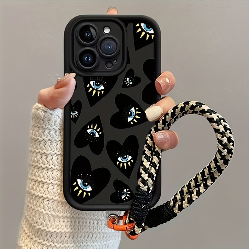 Black Love Heart Eye Hang Stra - Phone Cases With Straps 评论和价格