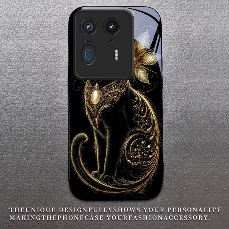 Luxury Jeweled Cat Black Glass - Phone Cases Motorola 评论和价格