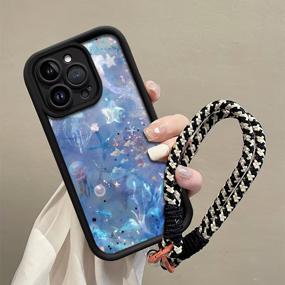 Blue Purple Jellyfish Strap Ro - Phone Cases With Straps 评论和价格