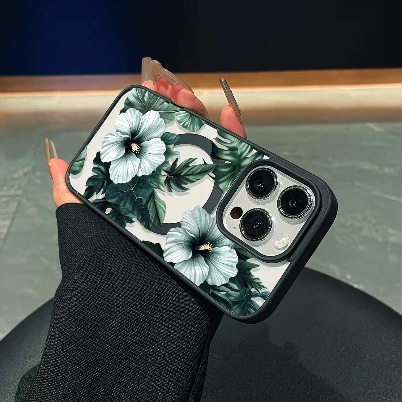 Green Floral Print Phone Case  - Phone Cases Clear 评论和价格